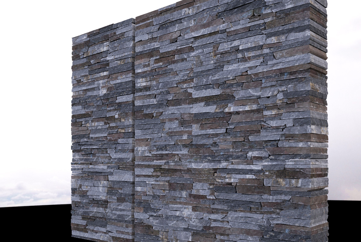 Stone wall modelled and textured piece by piece